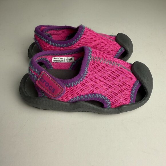 Crocs Water Shoes Baby/Toddler Swiftwater Sandals Magenta Gray Size C6 - Picture 7 of 7
